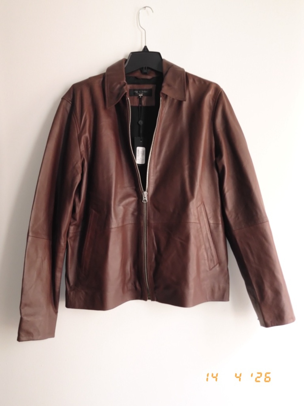 Rag & Bone Matias Brown Leather Zip-Front Jacket